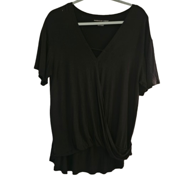 American Eagle Black Drape front Top - Picture 1 of 6